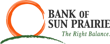 Bank of Sun Prairie logo: Yellow brushstroke circle over a green brushstroke hill.